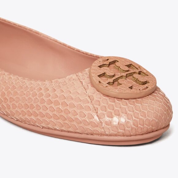 Tory Burch $228 Minnie Travel Ballet Flats Snake Embossed MANY SIZES Meadowsweet - Picture 3 of 14